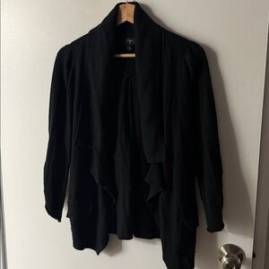 Aqua- Black Front Open Cardigan